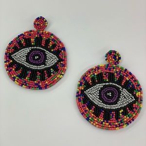 Multi color sea veads evil eye earrings